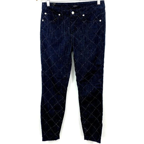 Bebe Women Jeans Size 27 Blue Rinse Diamond Pick Ankle Zip Skinny Mid Rise Crop - Picture 1 of 8